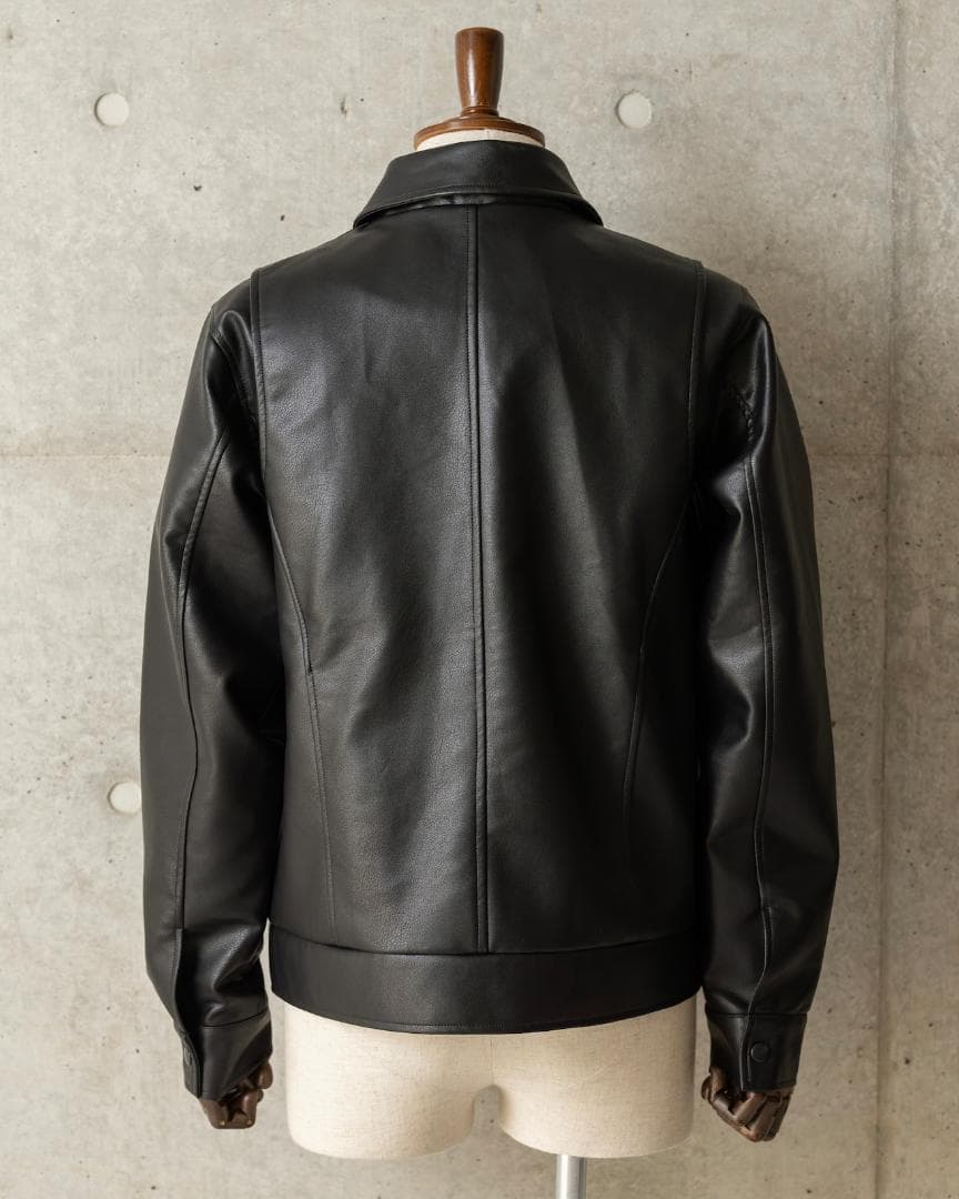 シンセティックレザー ジップアップジャケット