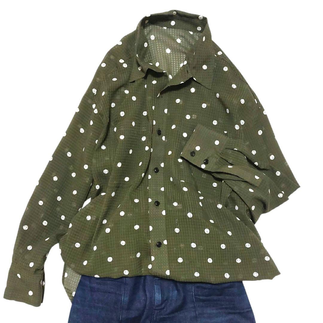 【美品】Spick and Span シアー　ドット シャツ　カーキ　日本製