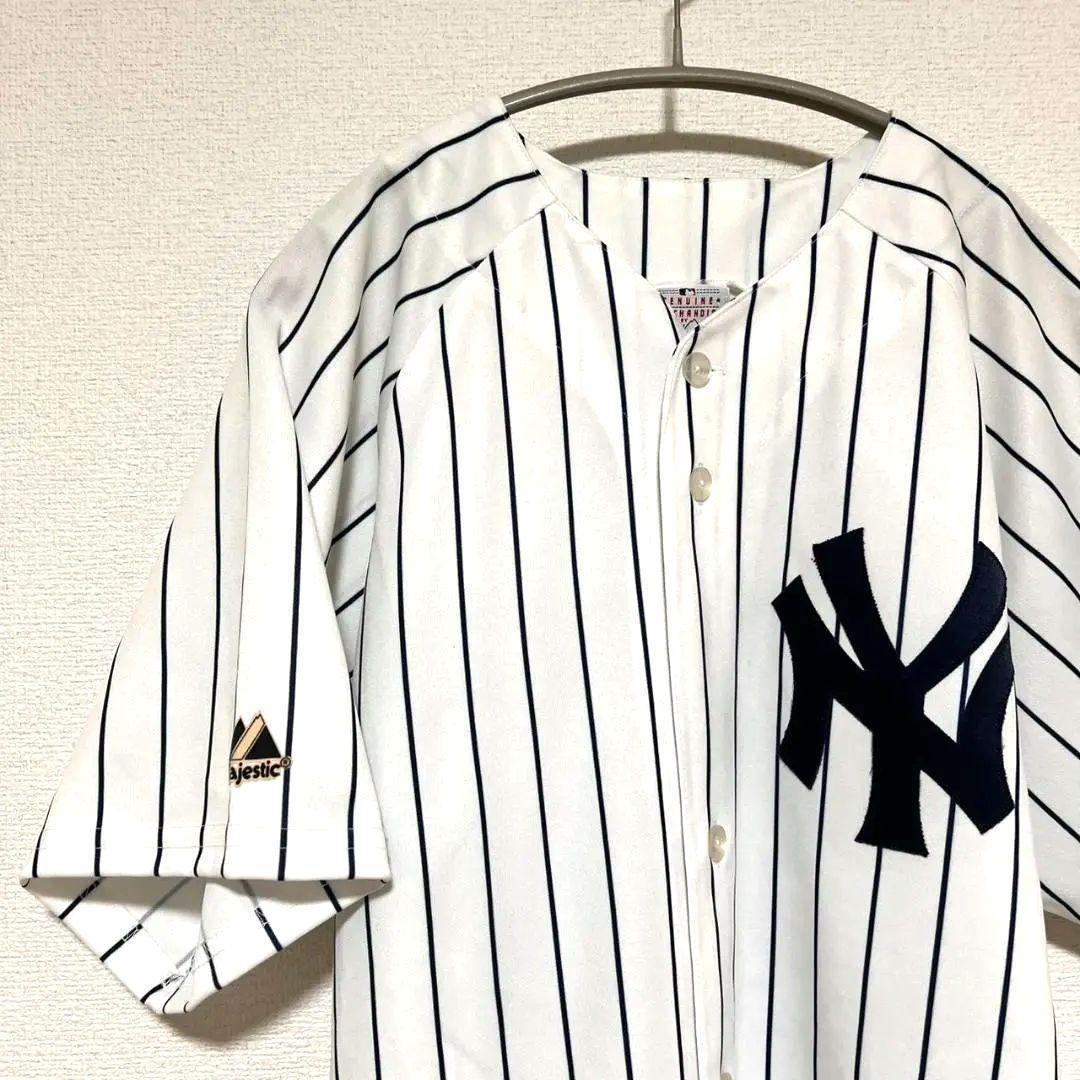 55番 USA製 MLB Majestic ヤンキース ベースボールシャツ 松井