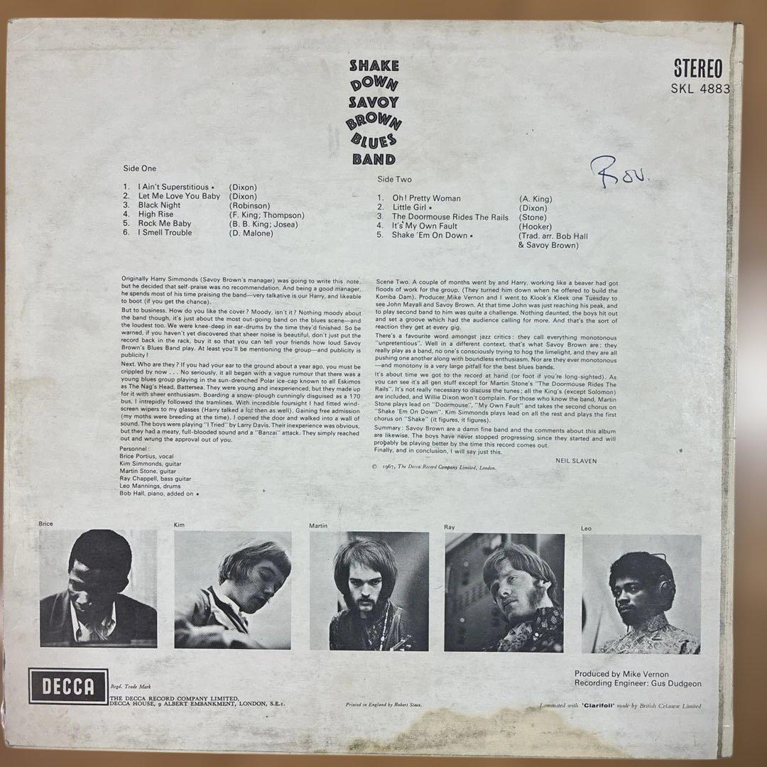 サヴォイブラウン 名盤 レコード シェィクダウン UKオリジナル盤