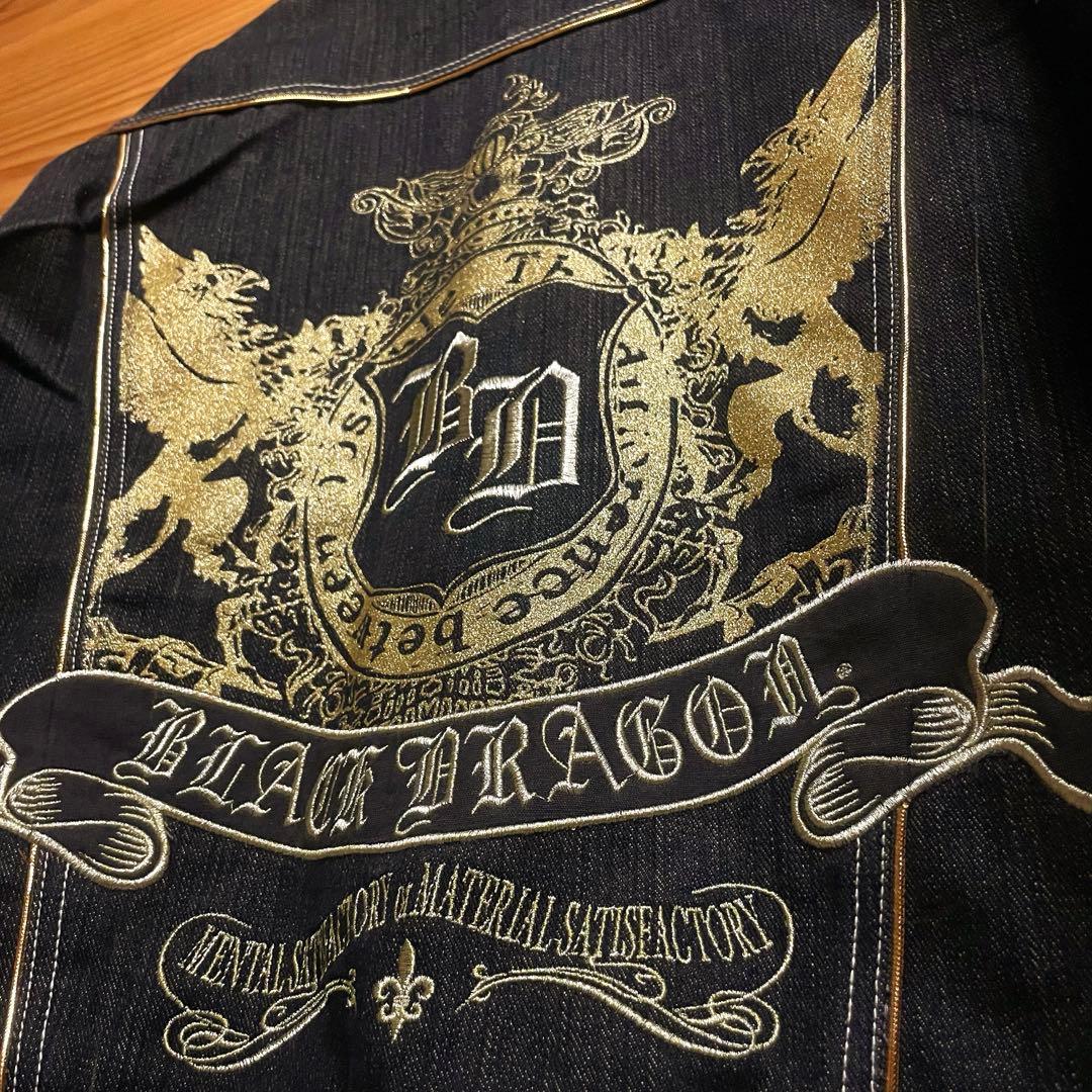 ド派手⭐︎ 金刺繍 DOGTOWN ブラックドラゴン デニム Gジャン XL 龍
