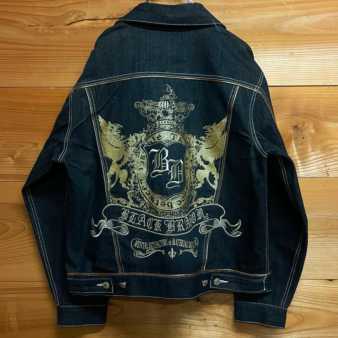 ド派手⭐︎ 金刺繍 DOGTOWN ブラックドラゴン デニム Gジャン XL 龍