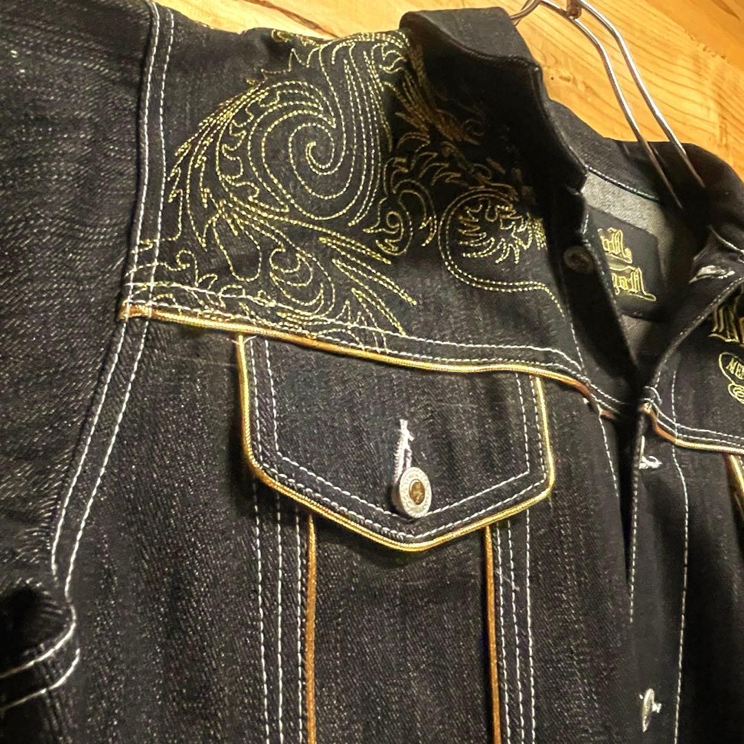 ド派手⭐︎ 金刺繍 DOGTOWN ブラックドラゴン デニム Gジャン XL 龍