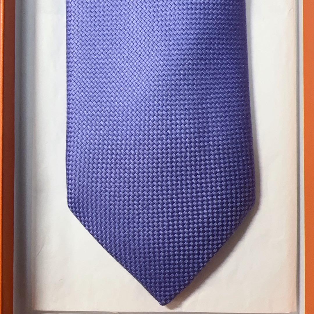 【新品未使用】HERMES エルメス ネクタイ 無地柄 パープル
