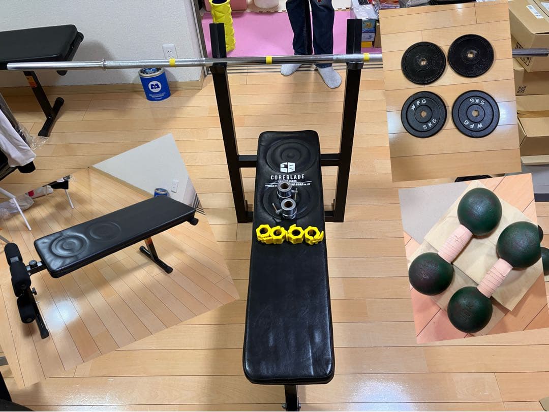 松戸市周辺　引取限定 筋トレ一式セット ベンチプレス可 約40kg ダンベル