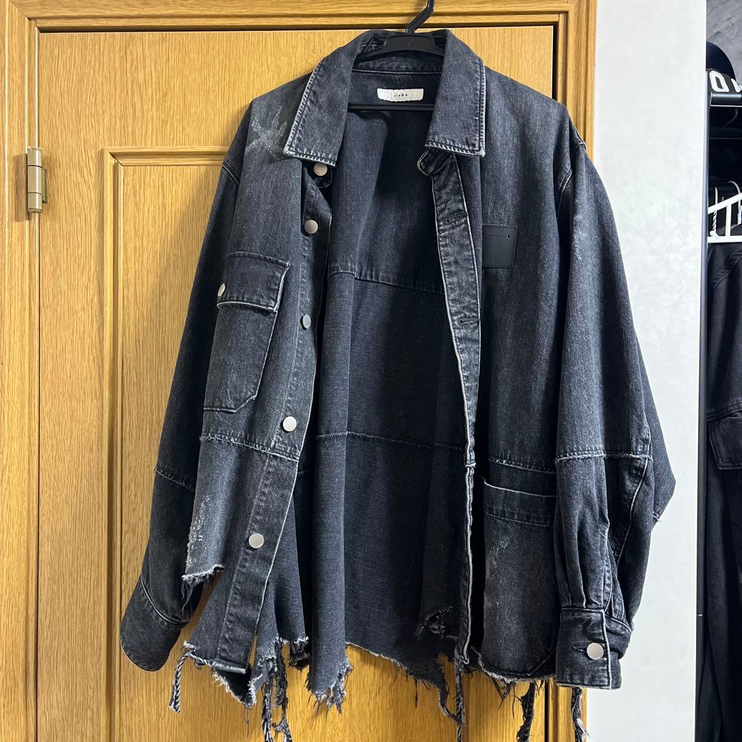 ジャケット・アウター Jieda DAMAGE OVER DENIM SHIRT/BLACK