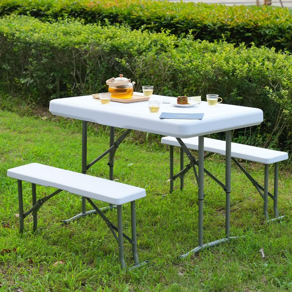 【幅約105cm】ワークテーブル ガーデンテーブル セット3点セット 折りたたみ