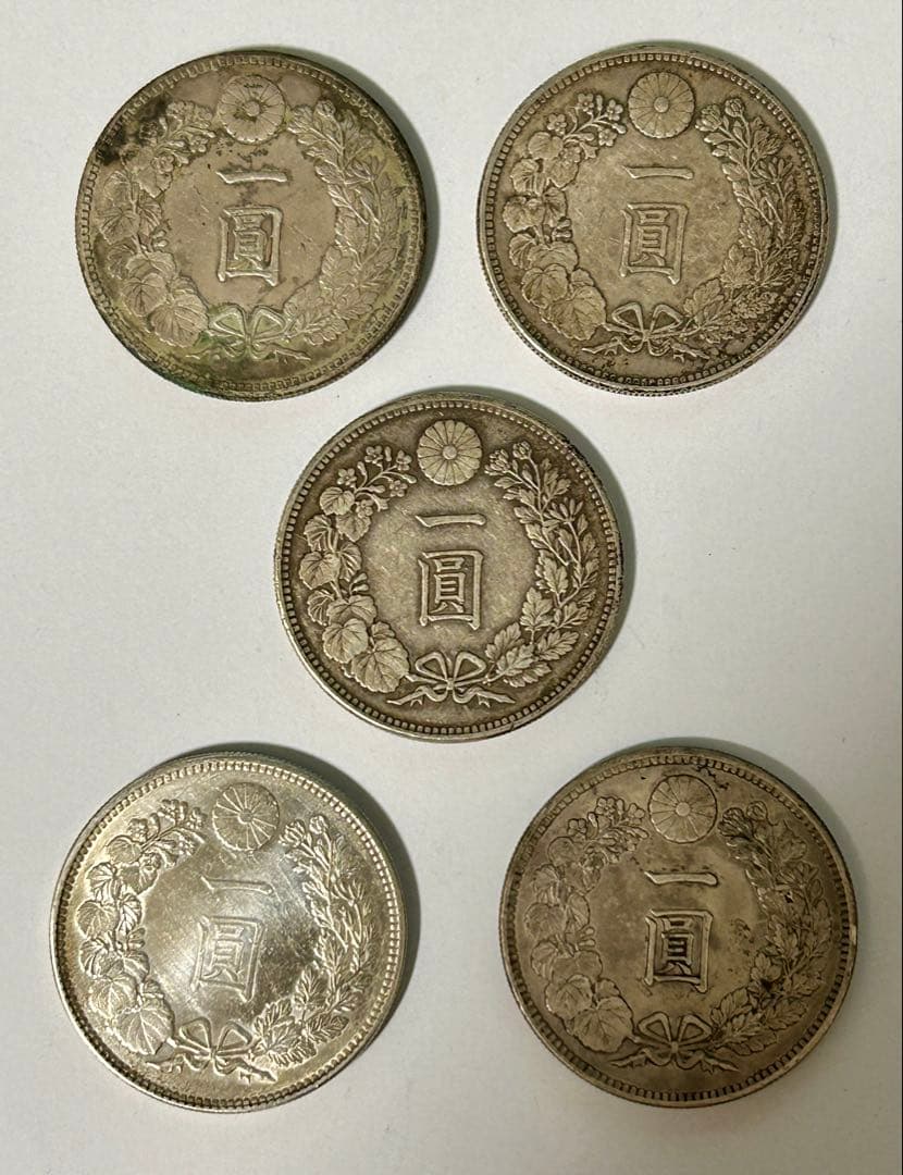 1円銀貨5枚セット② M24・25後期・27・29・30年　一圓銀貨　円銀