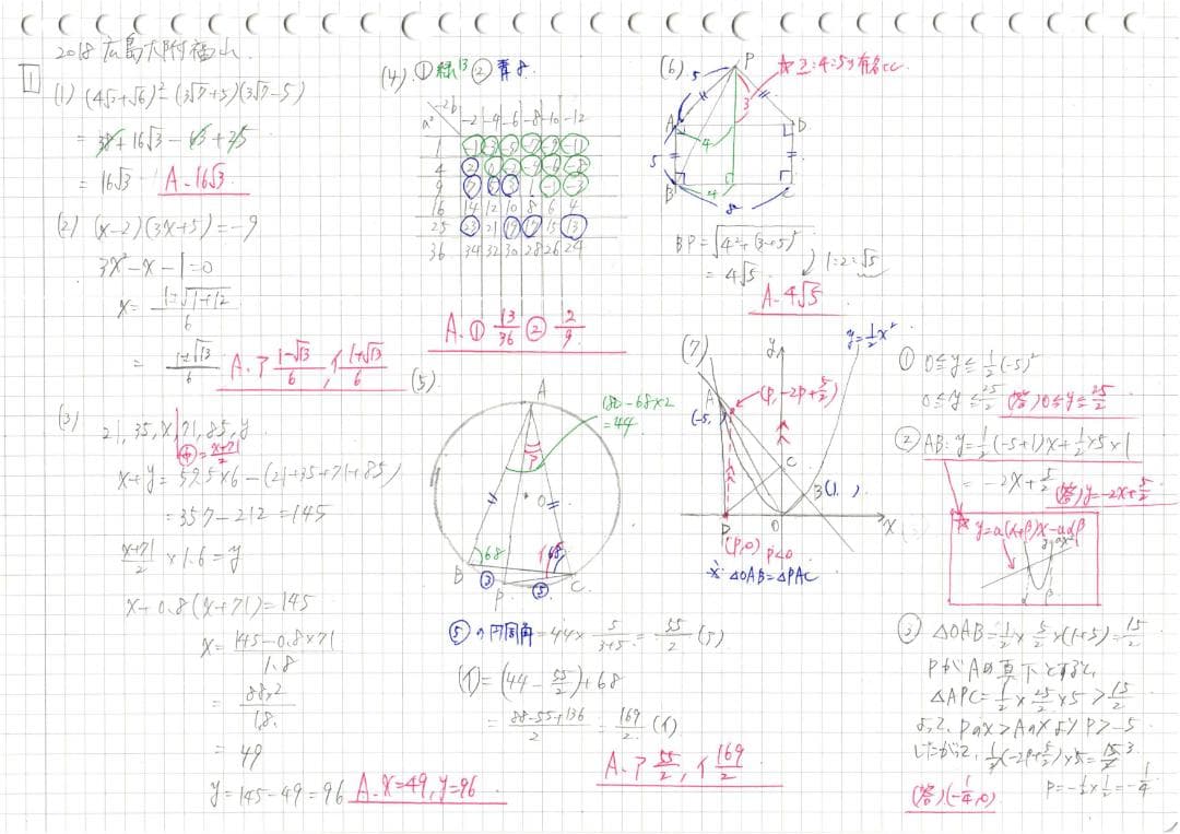 塾講師オリジナル 数学解説(動画付) 広島大附福山 2018-25高校入試過去問