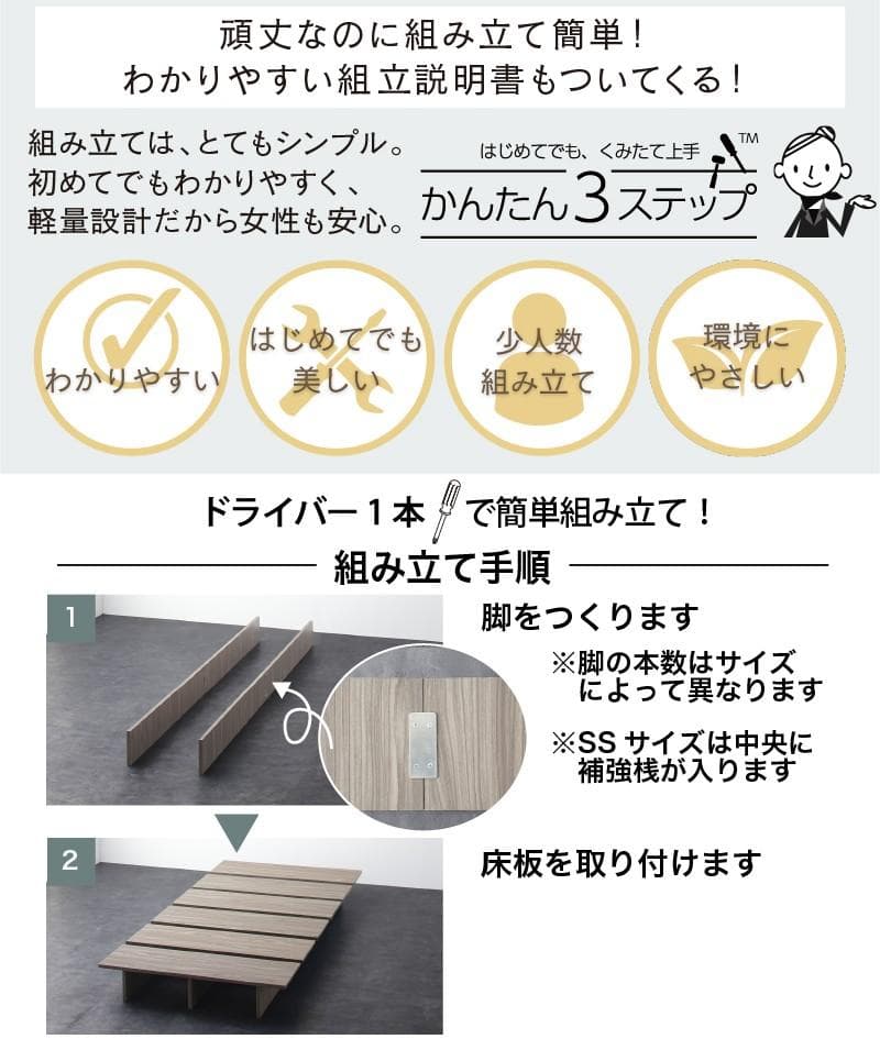 【最安値】ダブルベッド 頑丈 すのこベッド ベッドフレーム単品 新品送料込
