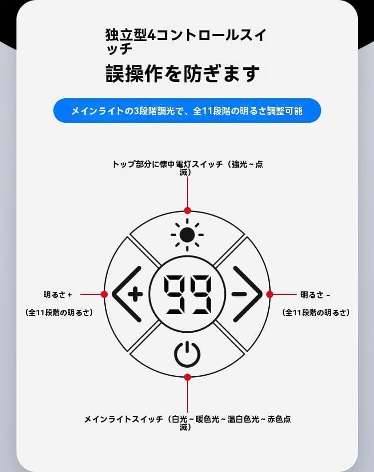マルチファンクション 伸縮キャンプランプ 防水 手動電灯モード