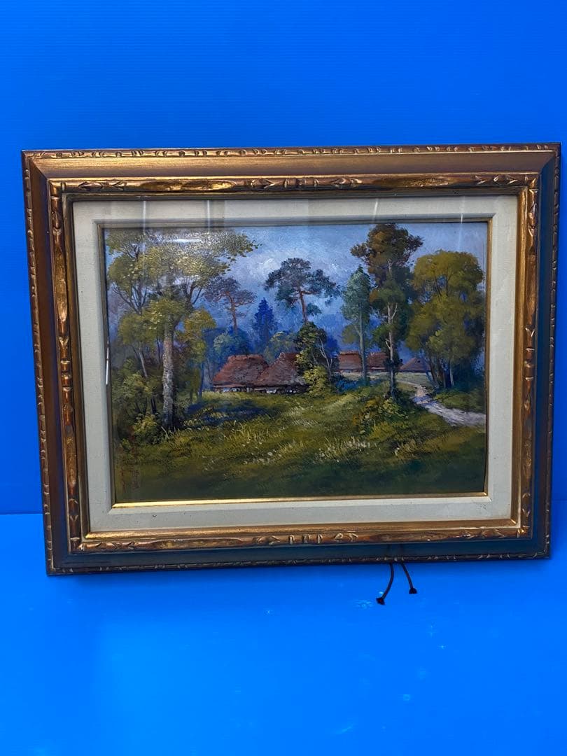 油彩画 油絵　軽井沢風景　山田國三郎　作　当時物　現状品