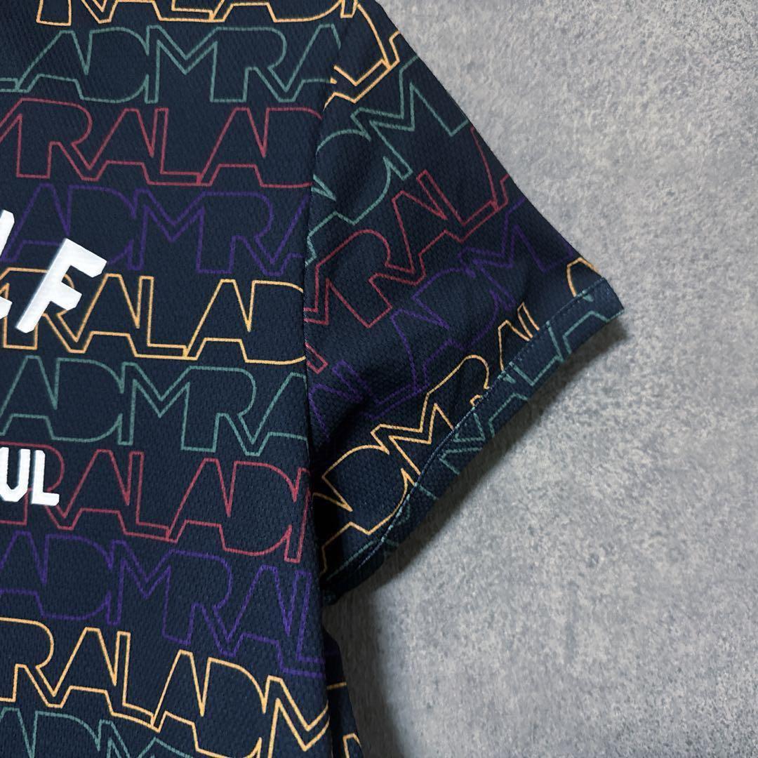 Admiral GOLF アドミラルゴルフ ポロシャツ 総柄 ネイビー L 半袖