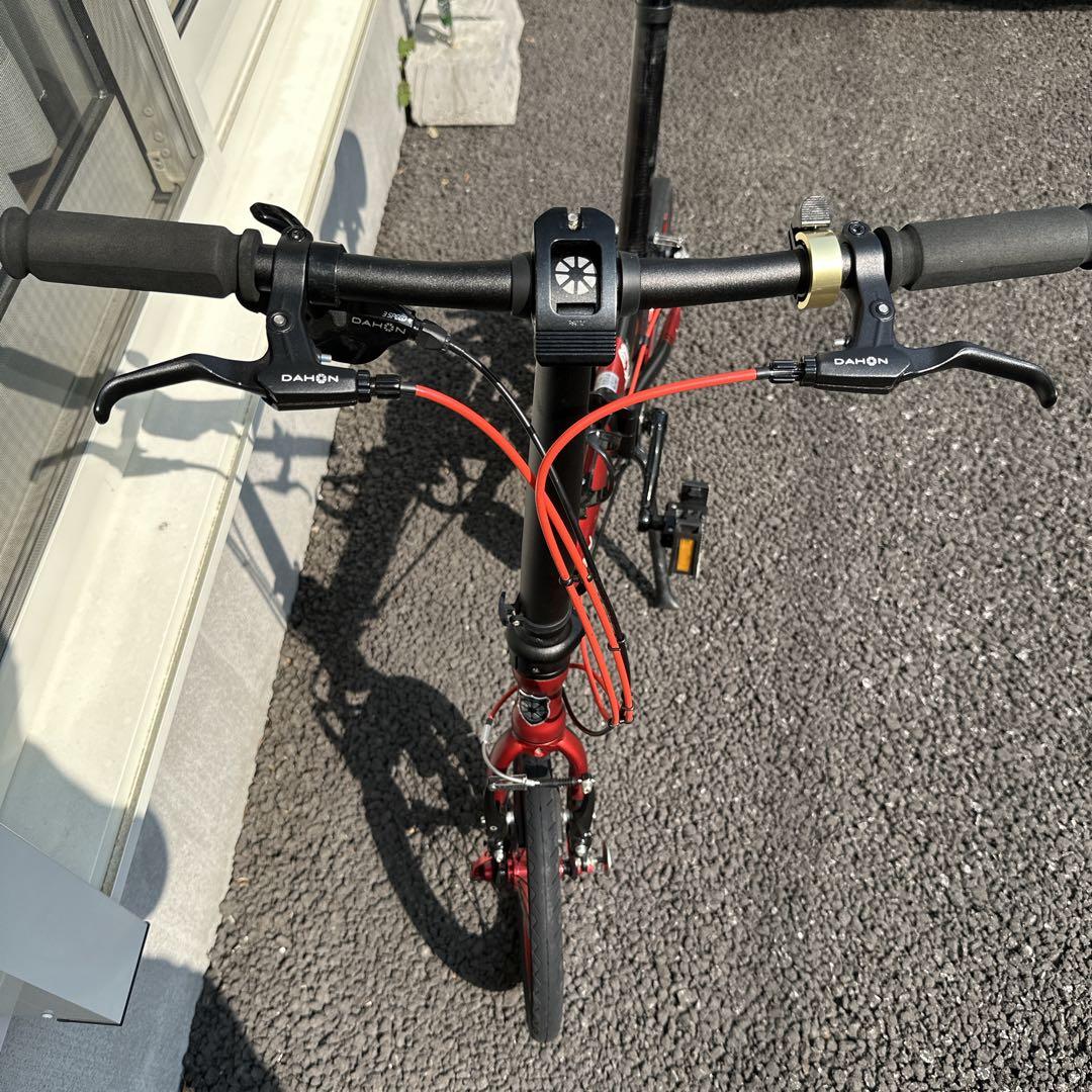 DAHON K3 赤黒カラー 純正ハンドグリップ　ライト付き