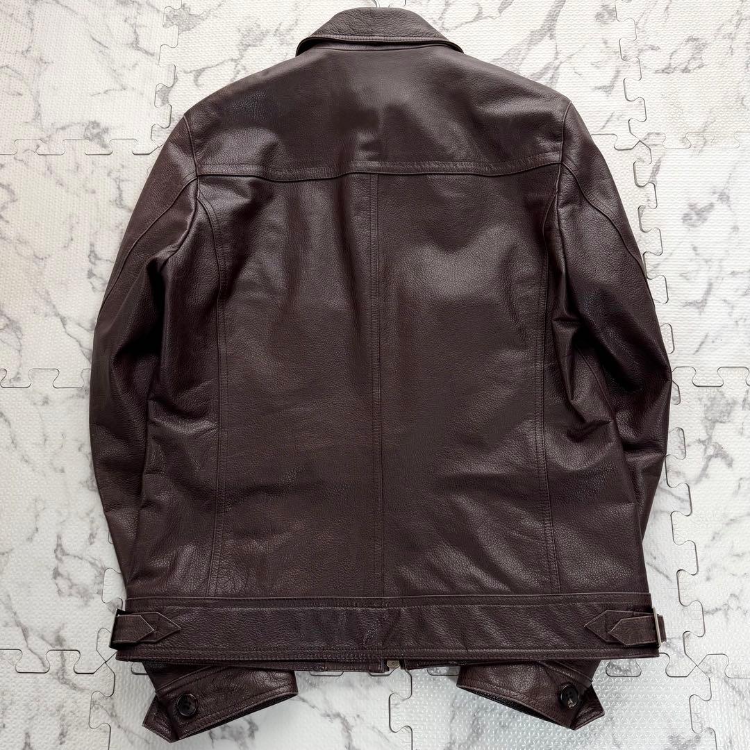 PS Paul Smith ポールスミス ライダースジャケット 牛革 ブラウン系