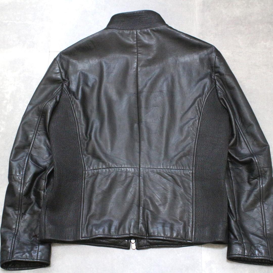 ARMANI COLLEZIONI レザージャケット 黒 50 XL シングル