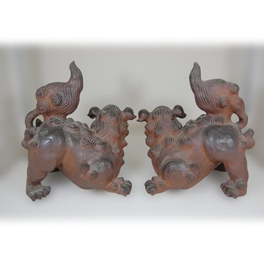 【シーサー50%OFF】手捻ホーヤーシーサーペア焼締登窯 大海陽一 上焼