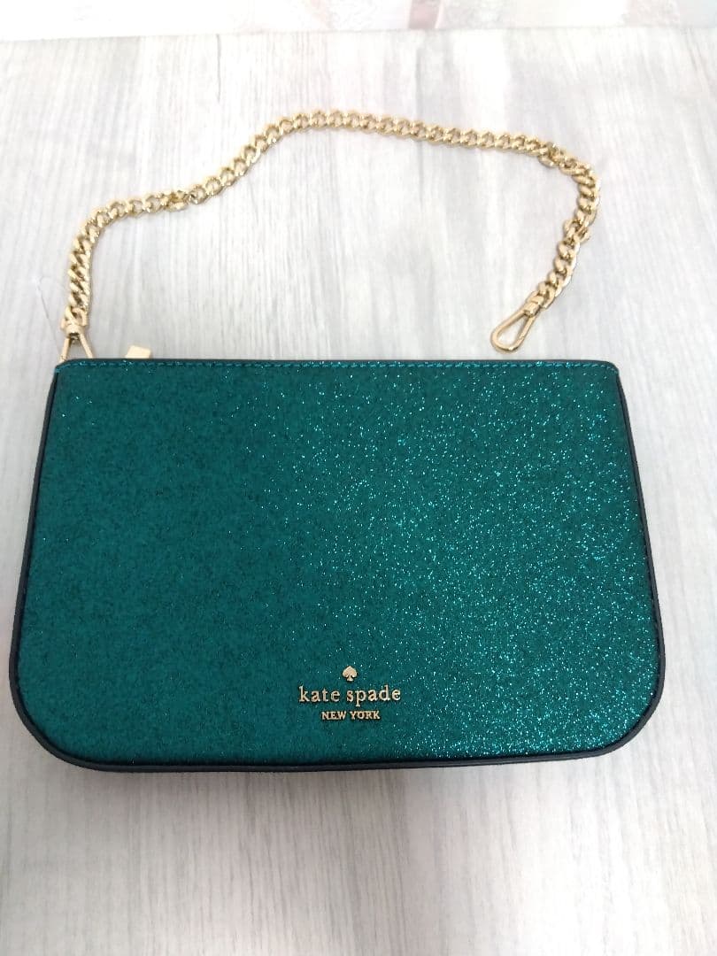 Kate Spade グリッターパーティーバッググリーン(ショッパーおまけ付き)