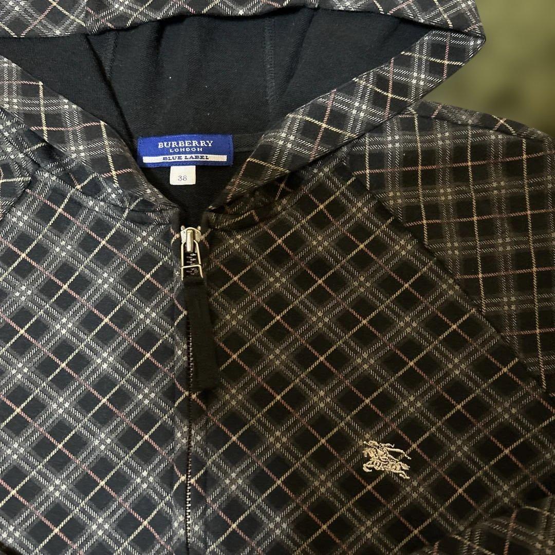 BURBERRY チェック柄 ブルーレーベルジップアップパーカー　Ｍ