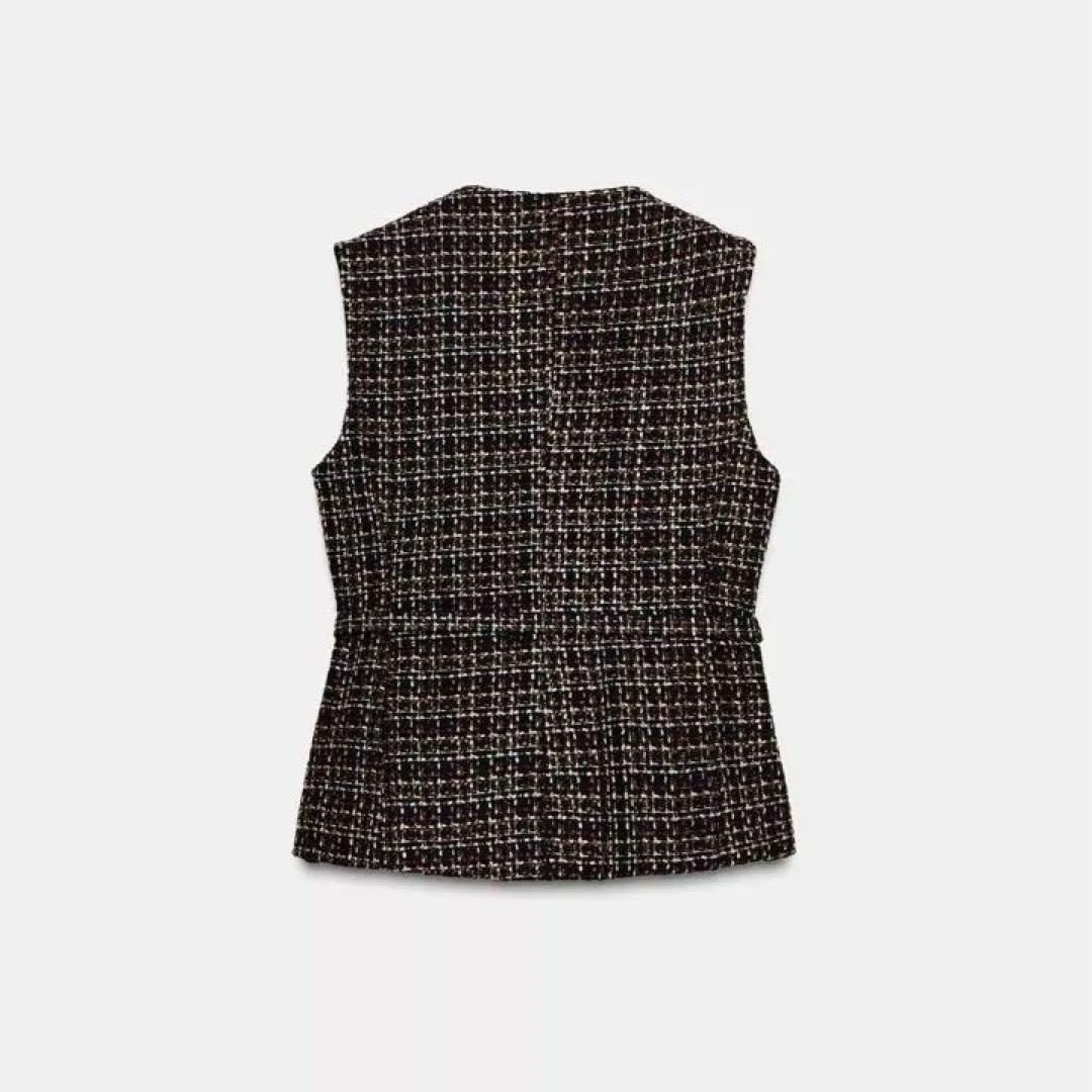 ZARA ベルト付きテクスチャーベスト　M