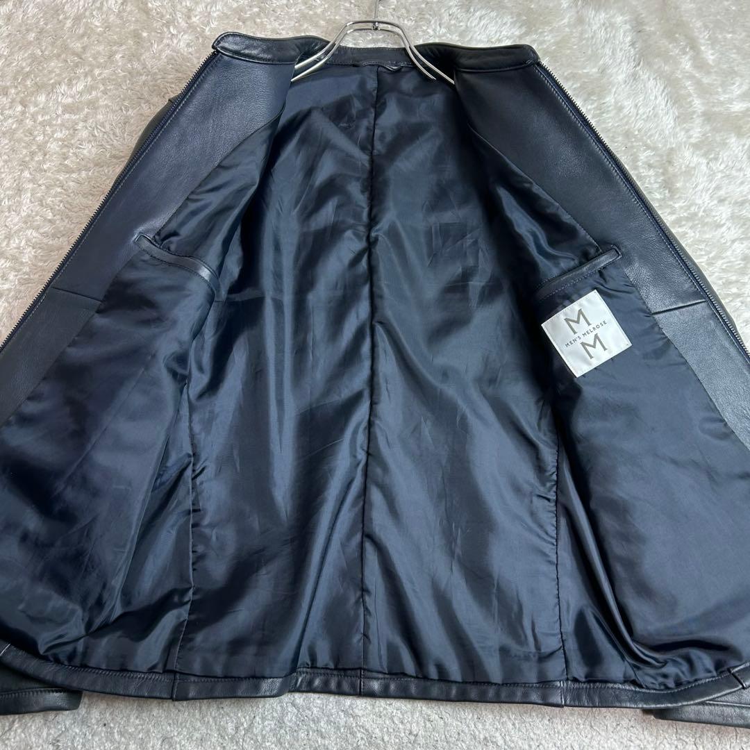 MELROSE メンズメルローズ ノーカラー 羊革 ラムレザージャケット 5