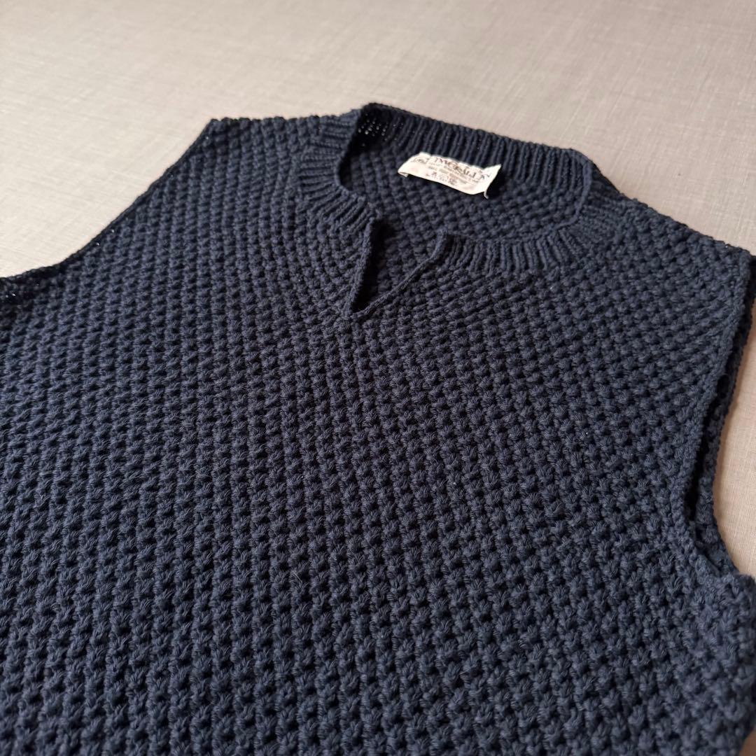 美品 INVERALLAN インバーアラン コットン ニットベスト ネイビー