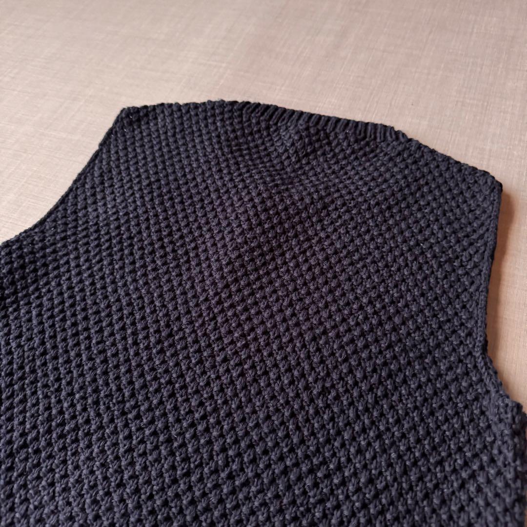 美品 INVERALLAN インバーアラン コットン ニットベスト ネイビー