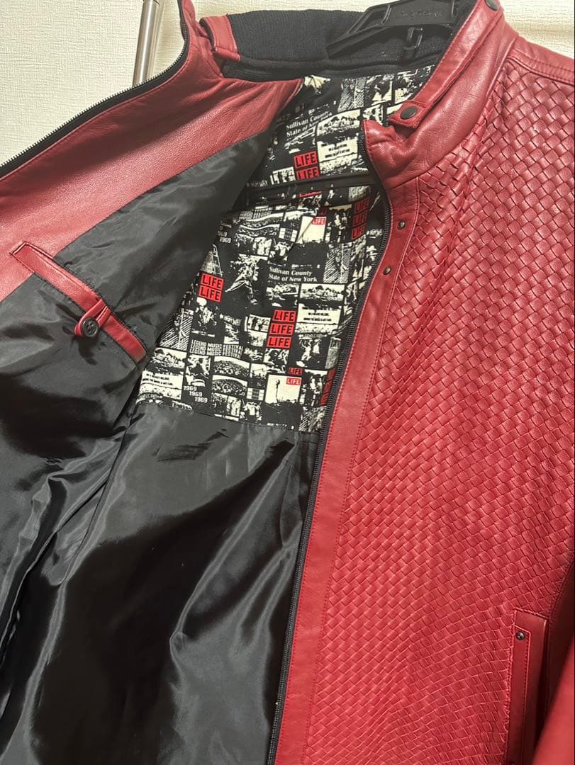 Barassi バラシ レザージャケット 羊革 赤 革ジャン ライダース