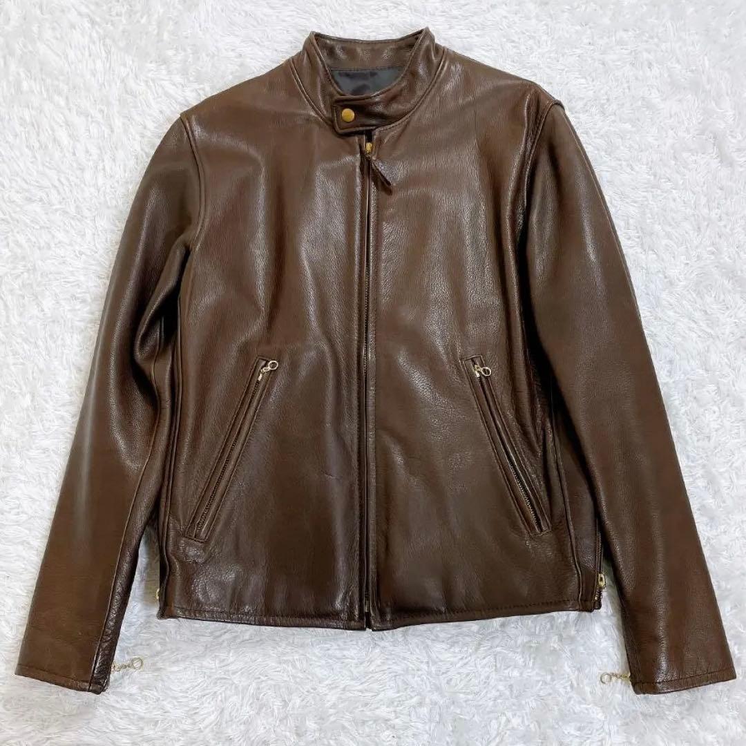 【美品】USA製 ビームスプラス レザーライダースジャケットTALONジップ M