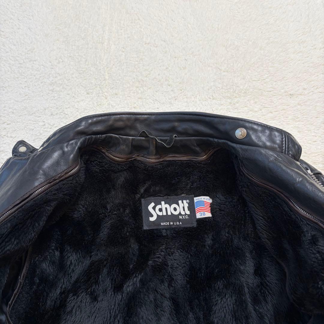 良品　SCHOTT 141 シングルライダース レザージャケット USA製　38