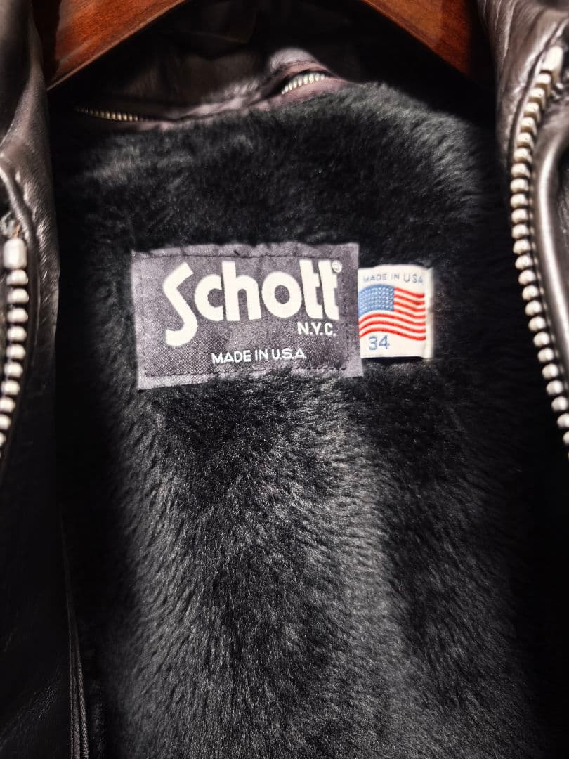 ブ*ー様 Schott 643 ブラック レザーライダースジャケット 34