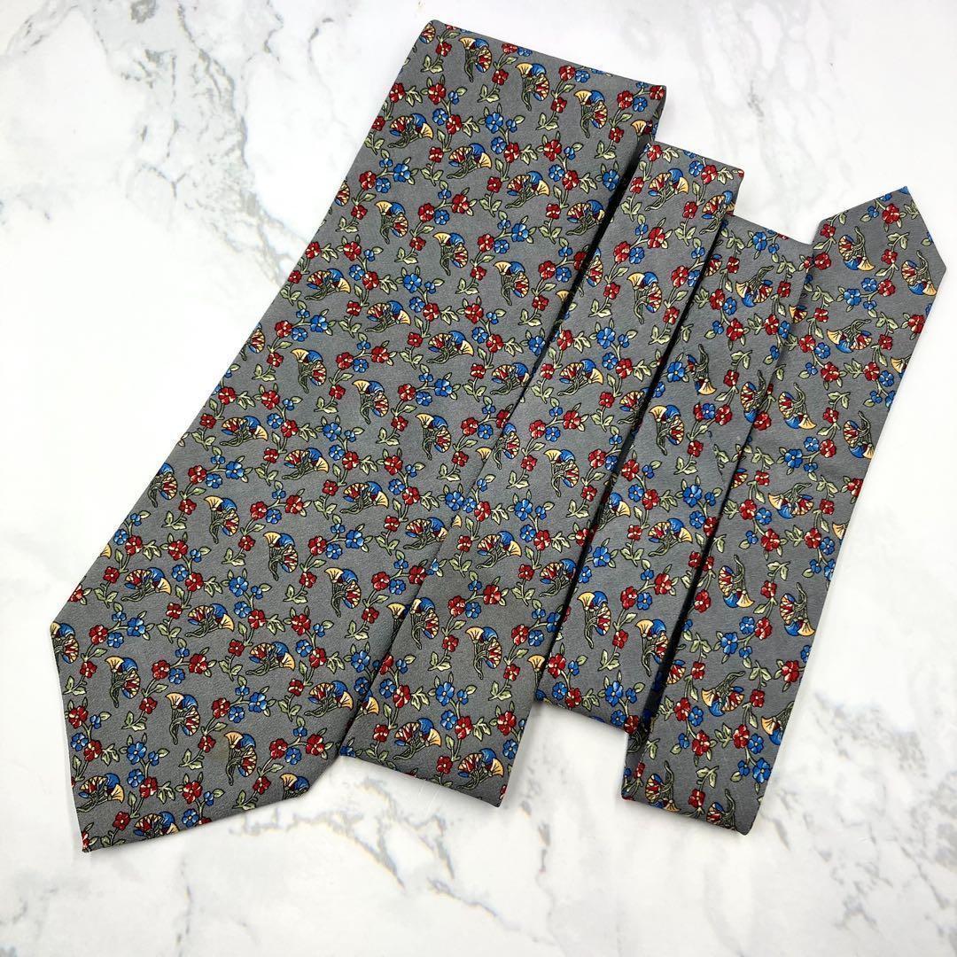 ◆美品◆Christian Dior ネクタイ グレー 小花柄 カジュアル