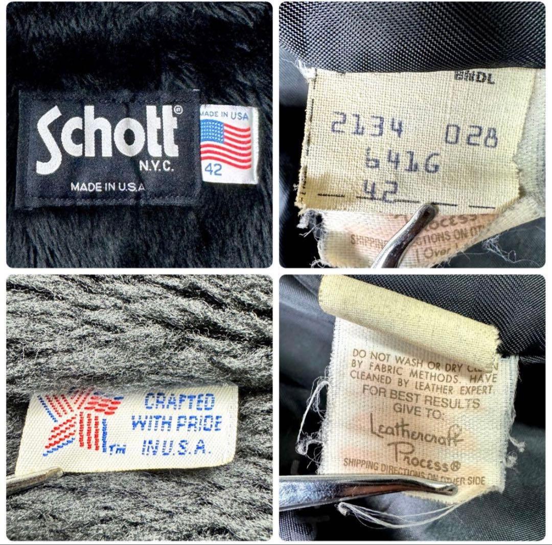 希少モデル✨schott ライダースジャケット　シングル　641G 黒　42