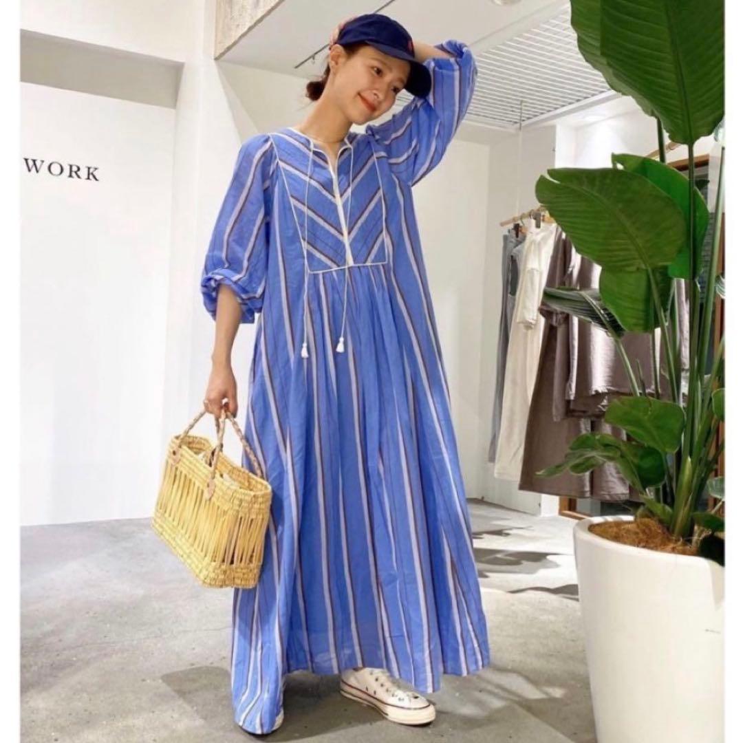 極美品✨ヌキテパ　コットンボイル ストライプワンピース　完売品　2023SS