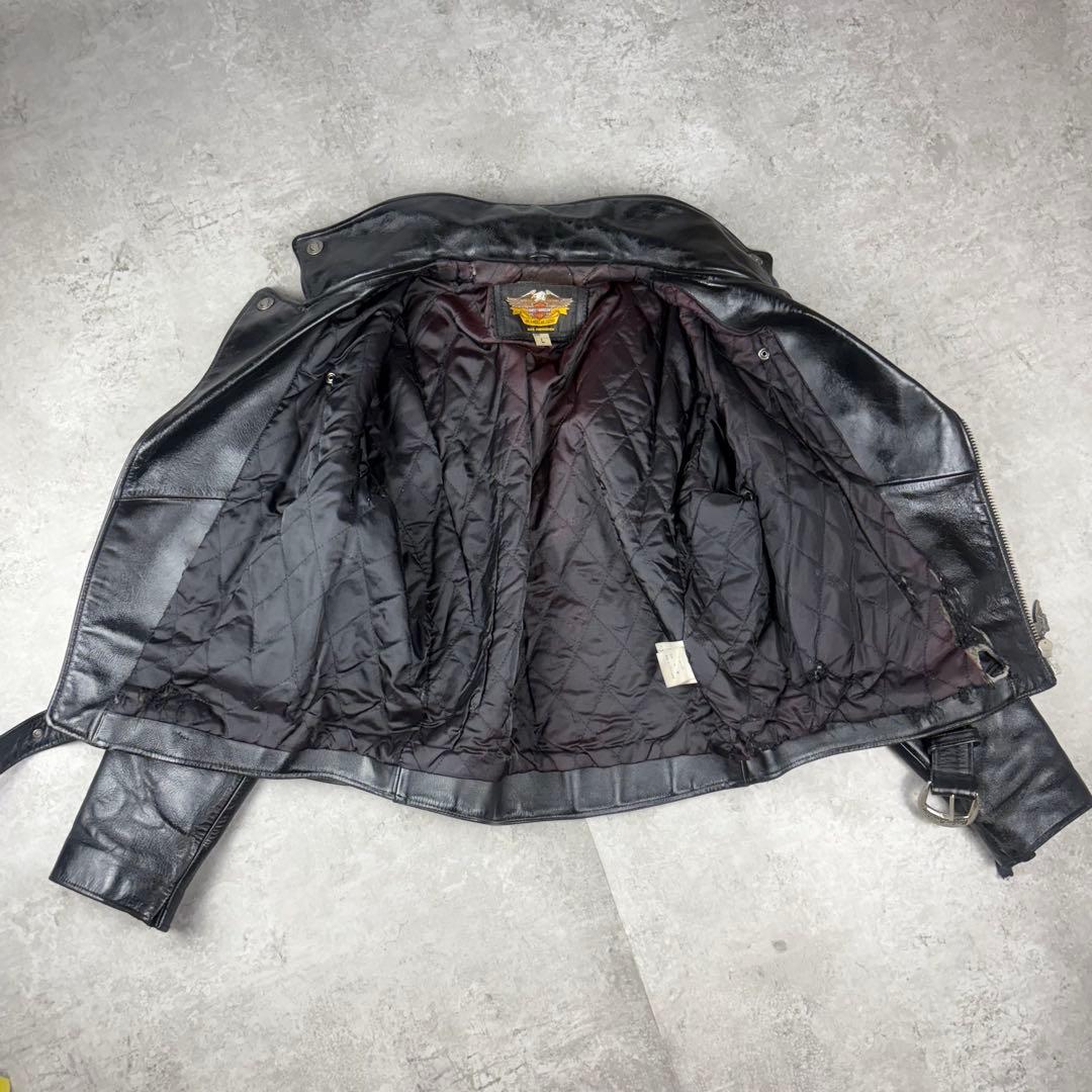 ハーレーダビッドソン　HARLEY ダブル　レザー　ライダースジャケット　L 黒