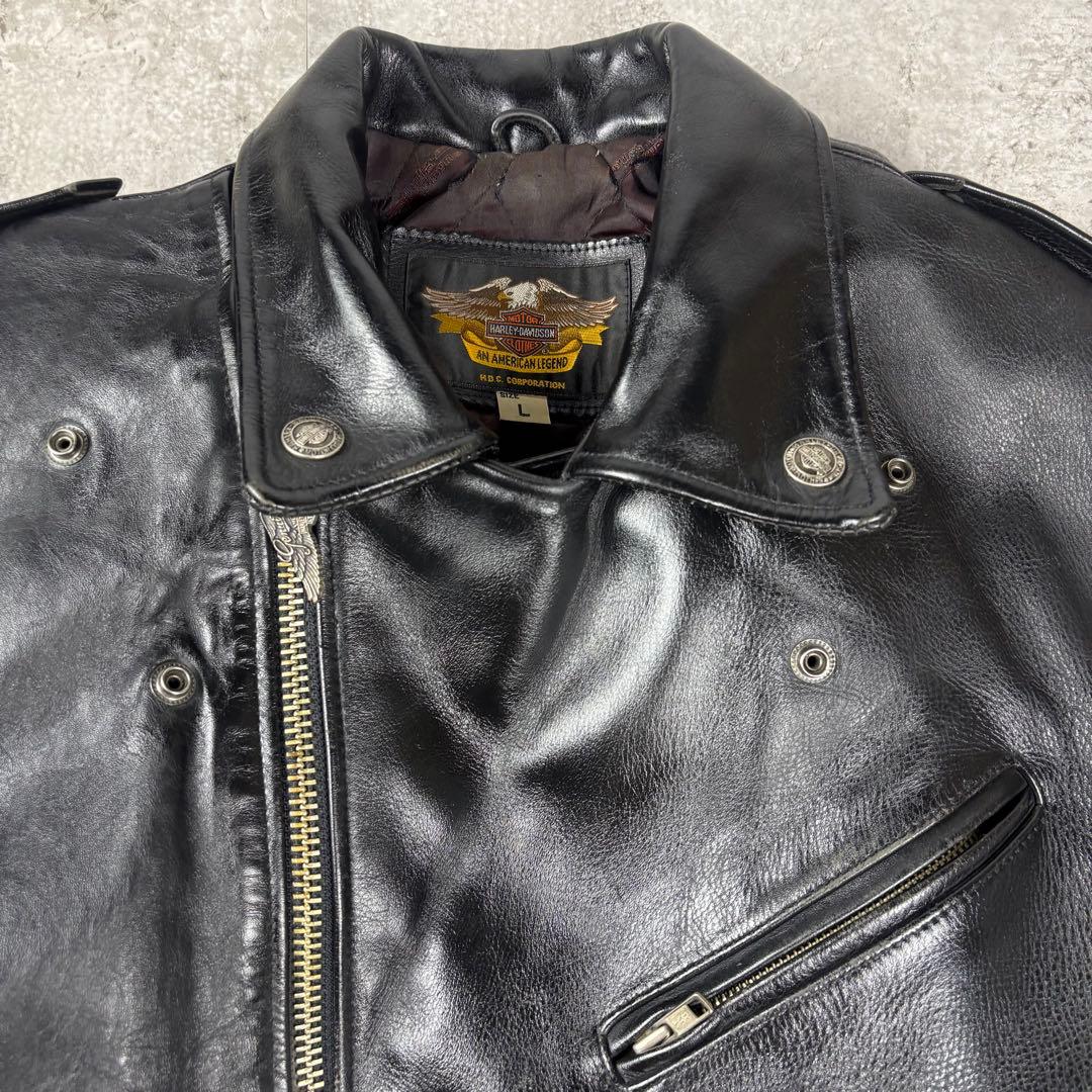 ハーレーダビッドソン　HARLEY ダブル　レザー　ライダースジャケット　L 黒