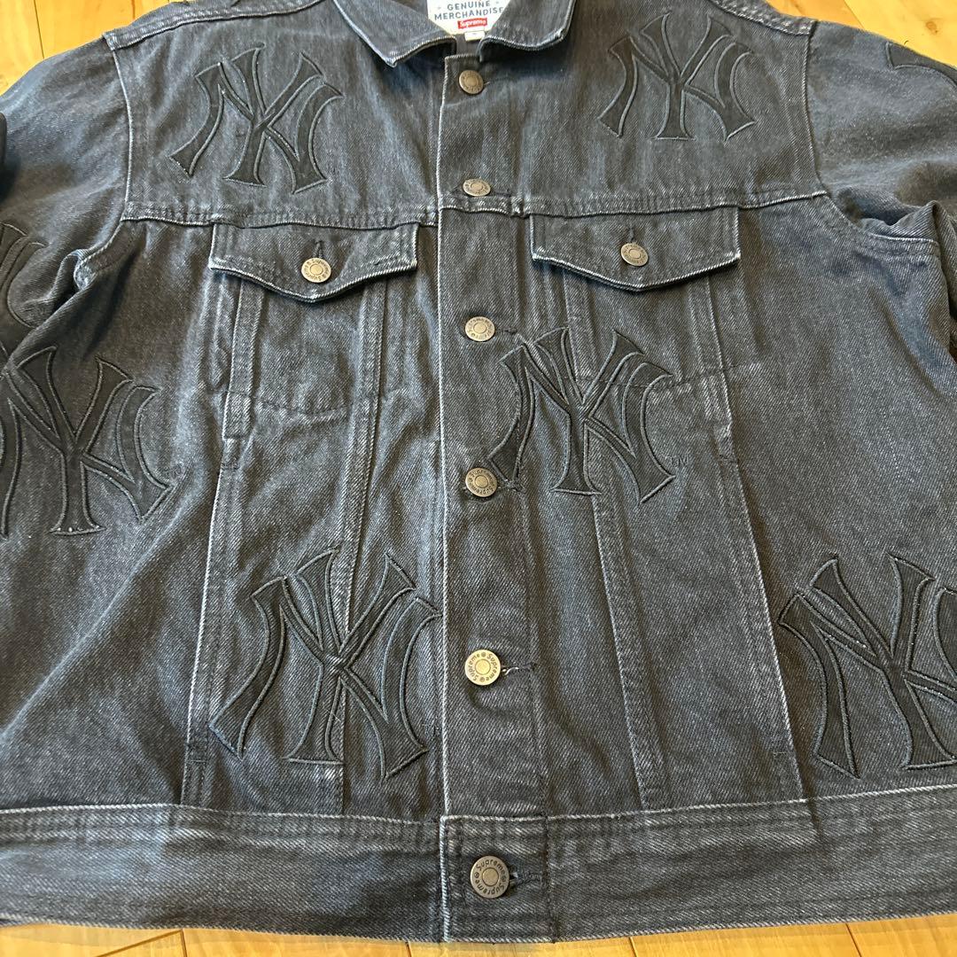 Supreme Yankees エンボス デニム ジャケット S
