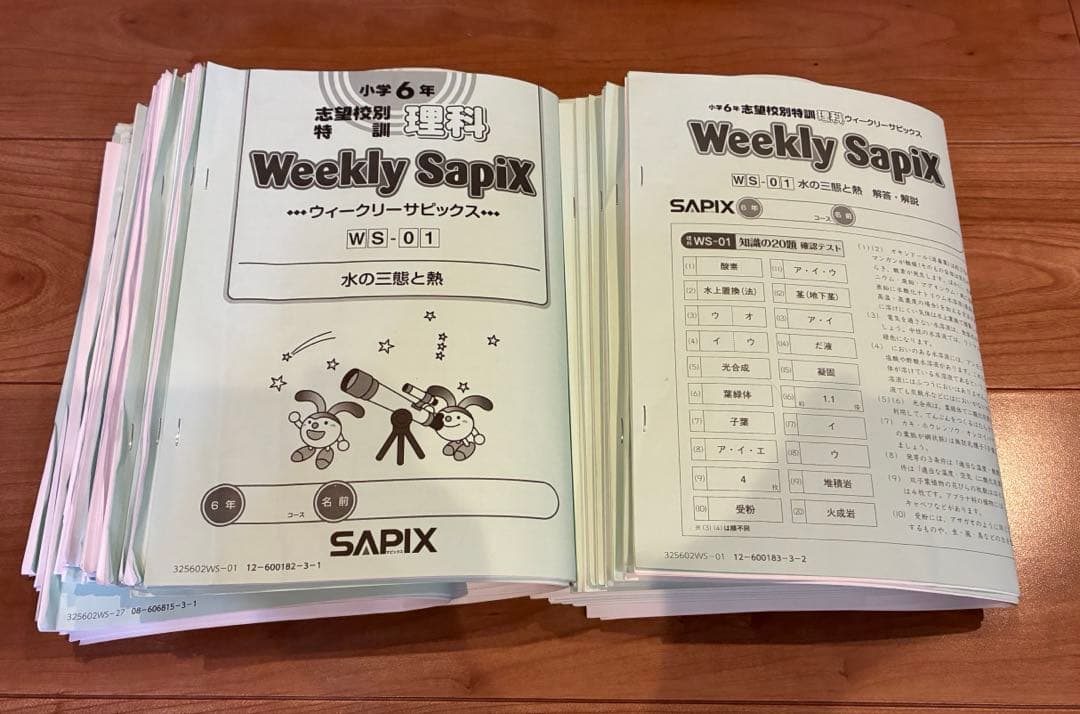 SAPIX ウィークリーサピックス　理科　6年　土特　テキスト　フルセット