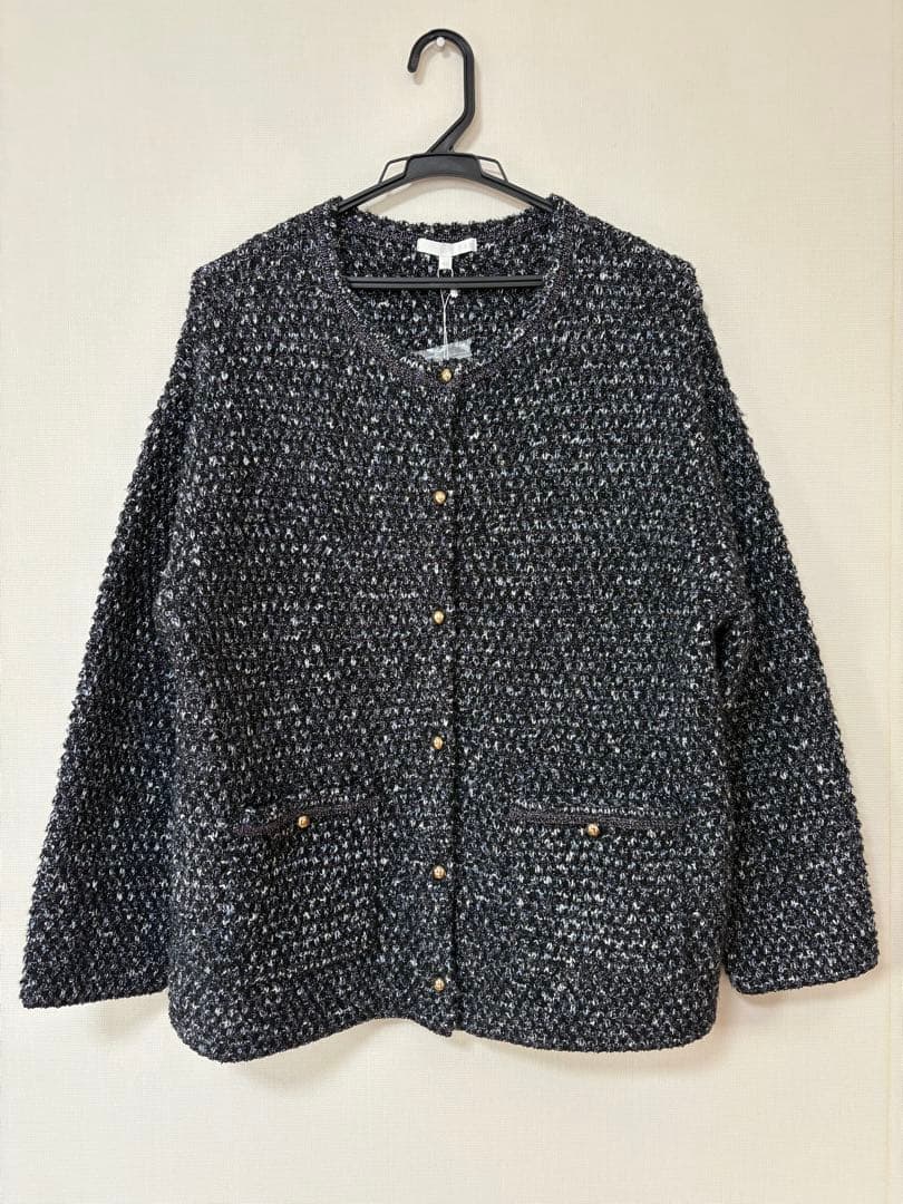 新品未使用　自由区　ツイード調　ニットジャケット　サイズ44