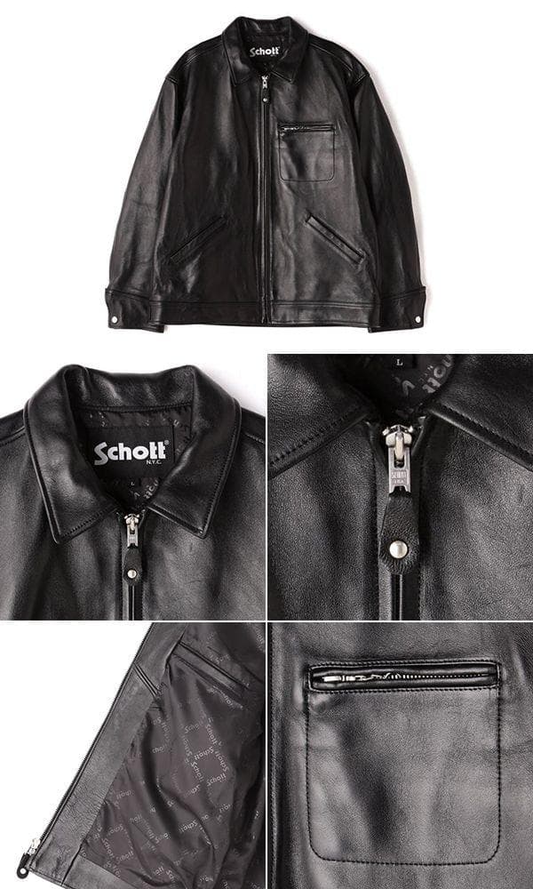 schott ショット　レザートラッカージャケット　ライダース　ラムスキン　M
