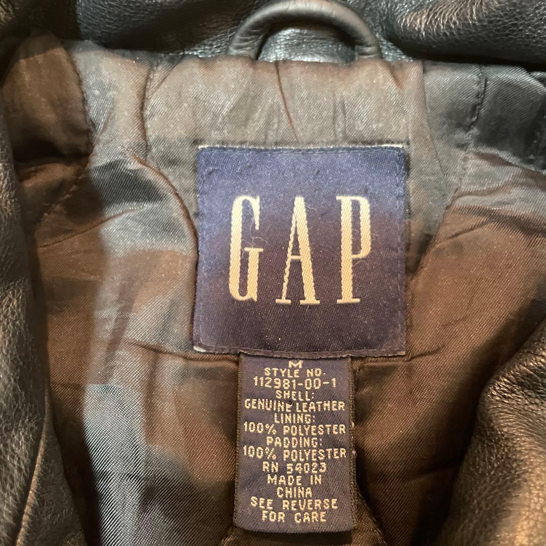 極美　90s〜　OLD GAP Leather Car Coat ブラックM
