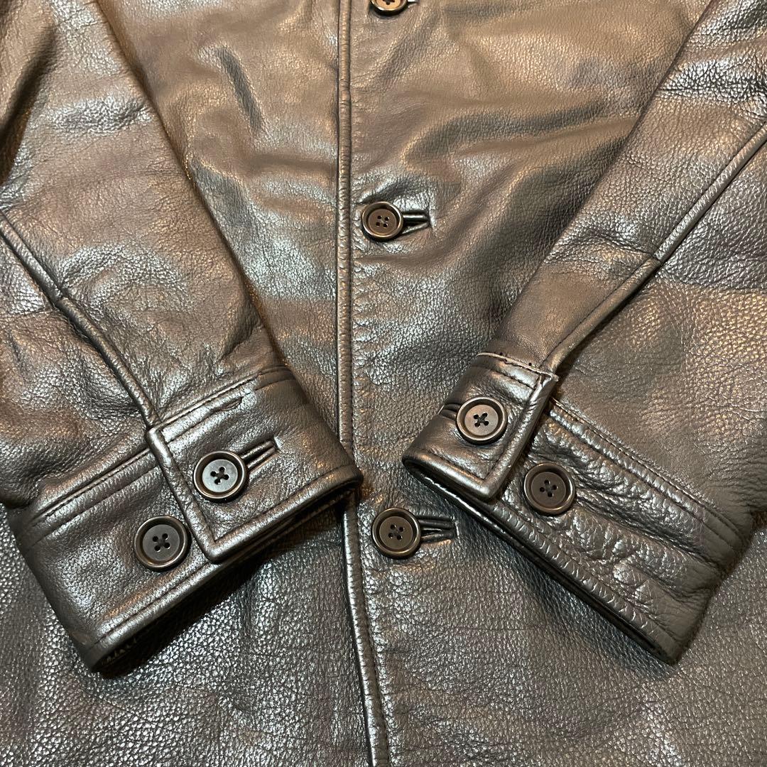 極美　90s〜　OLD GAP Leather Car Coat ブラックM